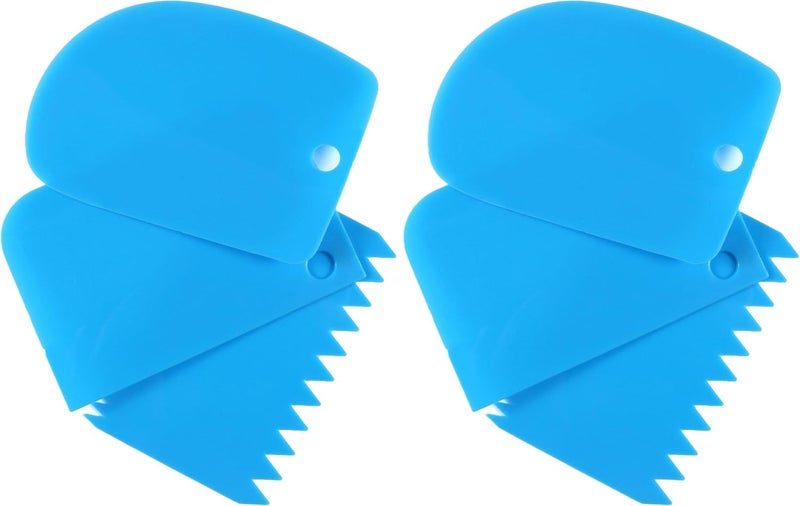 LSGZJZY Cake Decorating Scraper Set, 6 Piece Plastic Icing Smoother Tools, Serrated and Flat Edge Dough Scrapers for Baking, Pastry, Bread, Pizza, 2.95-4.81 Inch (blue) - Image 1